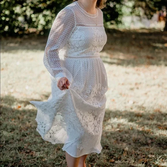BHLDN Edina dress, ivory, size 16 - Picture 7 of 8